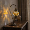 Amber warm amber Turkish mosaic table lamp in styled room — handmade Moroccan table lamp (ENV DVN2079)