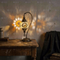 Amber warm amber Turkish mosaic table lamp in styled room — handmade Moroccan table lamp (ENV DVN2118)