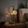 Multicolor multicolor jewel Turkish mosaic table lamp in styled room — handmade Moroccan table lamp (ENV DVN3001)