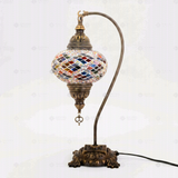 Full view of handmade Multicolor multicolor jewel Turkish mosaic table lamp on white background (ENV DVN3002)