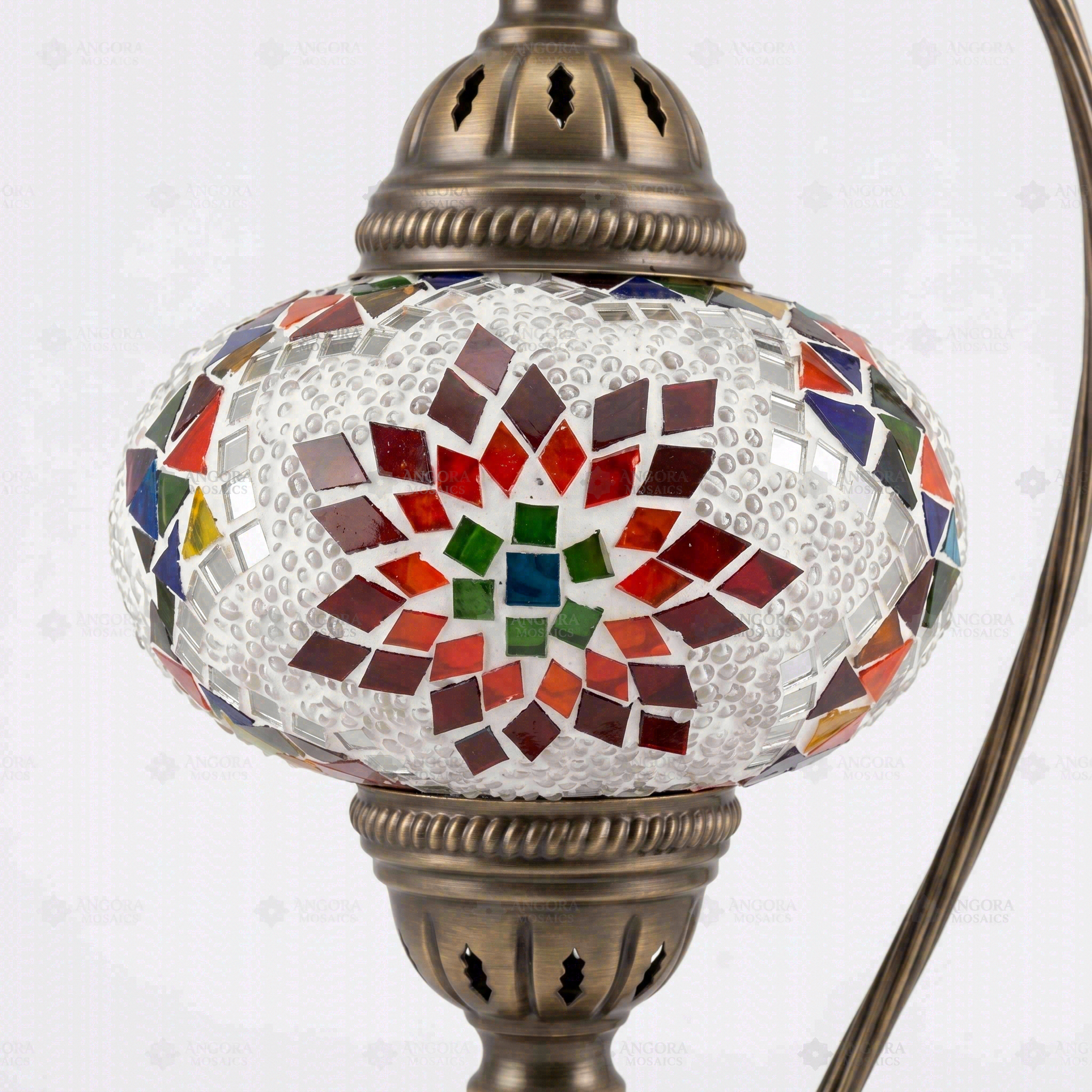 Close-up of Multicolor multicolor jewel mosaic glass globe pattern — table lamp (ENV DVN3007)
