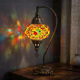 Multicolor multicolor jewel Turkish mosaic table lamp in styled room — handmade Moroccan table lamp (ENV DVN3010)