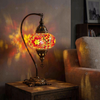 Amber warm amber Turkish mosaic table lamp in styled room — handmade Moroccan table lamp (ENV DVN3011)