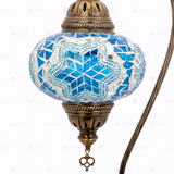 Close-up of Blue blue jewel mosaic glass globe pattern — table lamp (ENV DVN3016)