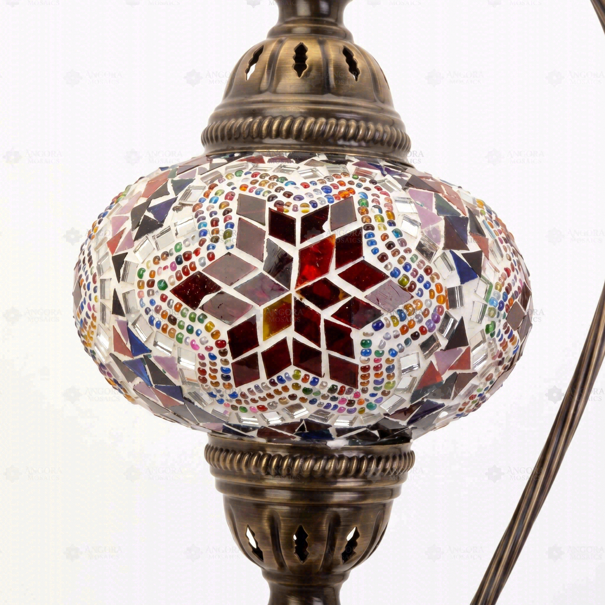Close-up of Multicolor multicolor jewel mosaic glass globe pattern — table lamp (ENV DVN3017)