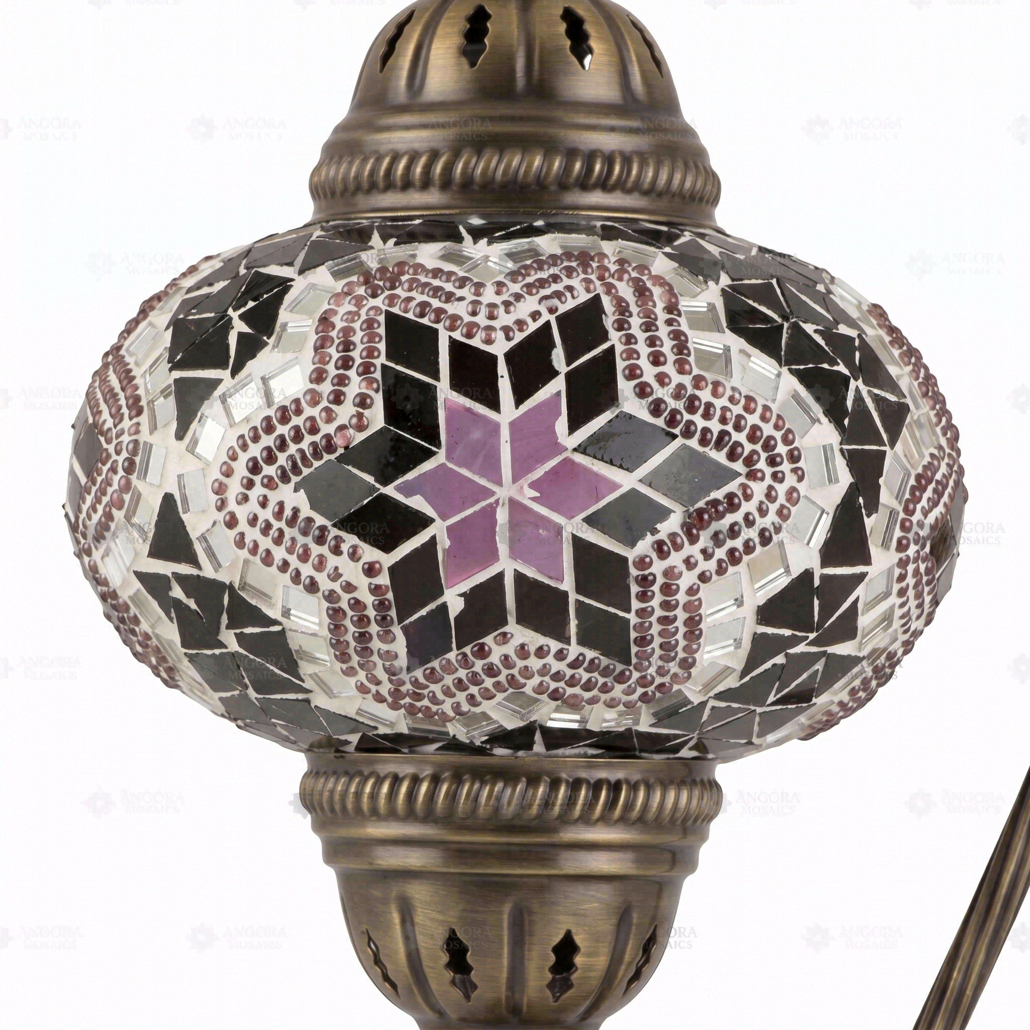 Close-up of Warm Tones mixed warm mosaic glass globe pattern — table lamp (ENV DVN3019)