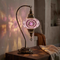 Pink pink rose Turkish mosaic table lamp in styled room — handmade Moroccan table lamp (ENV DVN3020)