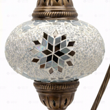 Close-up of White white glow mosaic glass globe pattern — table lamp (ENV DVN3022)