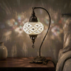 White white glow Turkish mosaic table lamp in styled room — handmade Moroccan table lamp (ENV DVN3023)