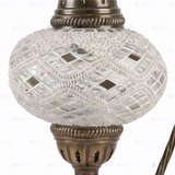 Close-up of White white glow mosaic glass globe pattern — table lamp (ENV DVN3023)