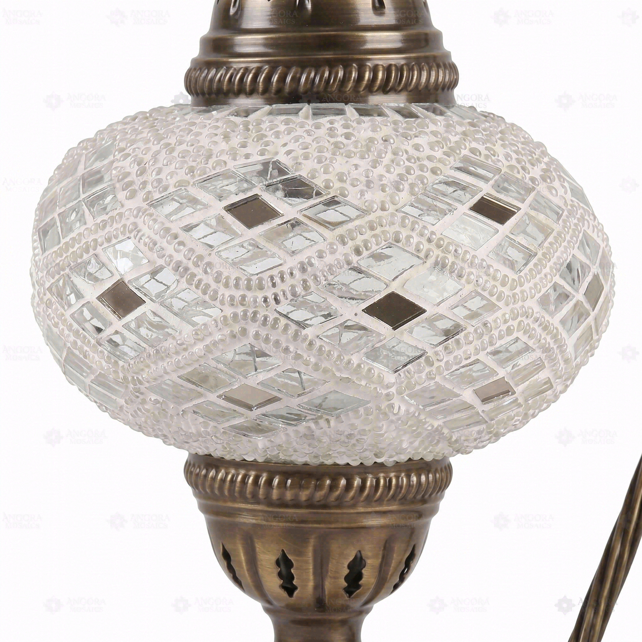 Close-up of White white glow mosaic glass globe pattern — table lamp (ENV DVN3023)
