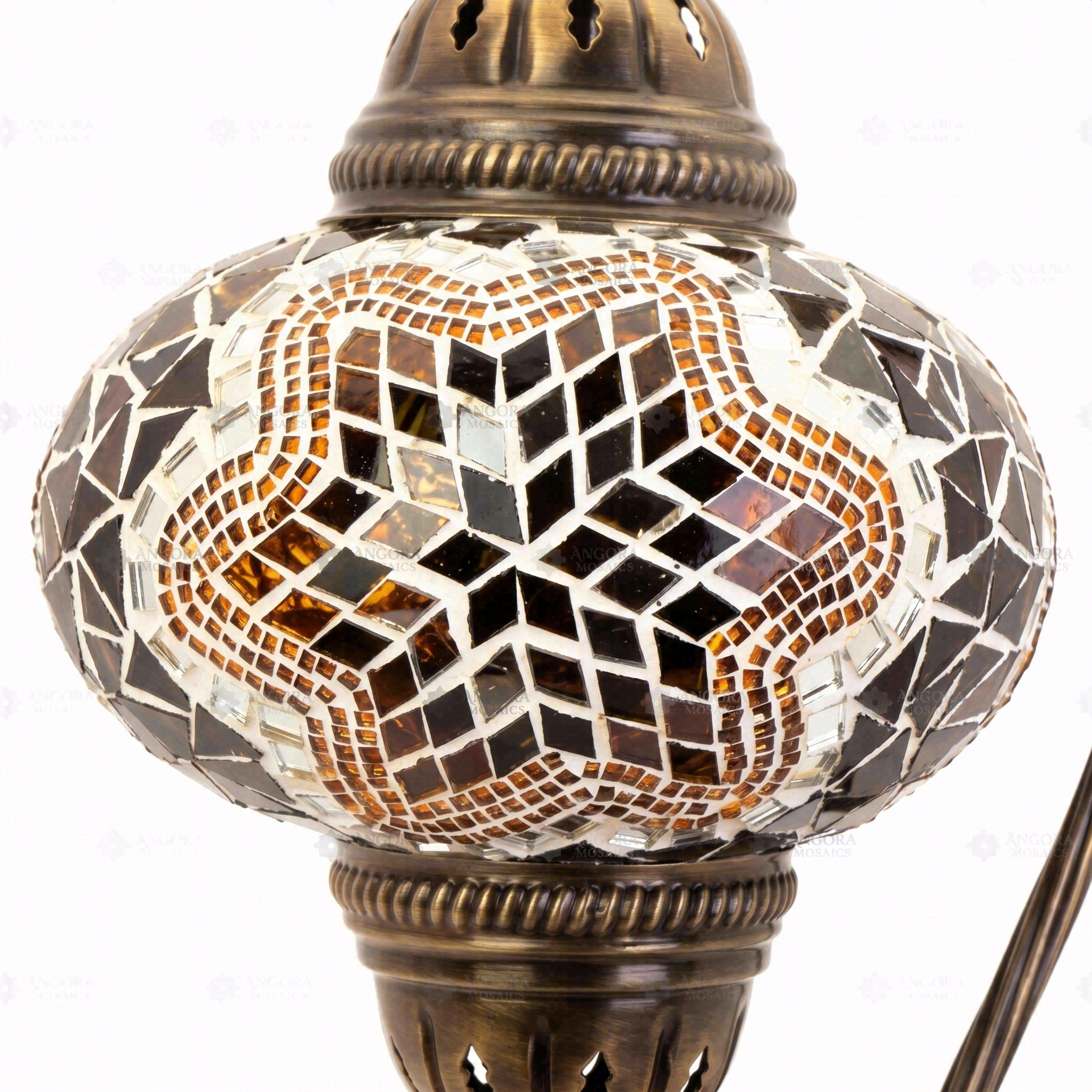 Close-up of Warm Tones mixed warm mosaic glass globe pattern — table lamp (ENV DVN3031)