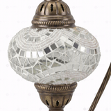 Close-up of White white glow mosaic glass globe pattern — table lamp (ENV DVN3036)