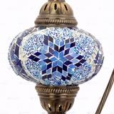 Close-up of Blue blue jewel mosaic glass globe pattern — table lamp (ENV DVN3039)