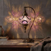 Pink pink rose Turkish mosaic table lamp in styled room — handmade Moroccan table lamp (ENV DVN3041)