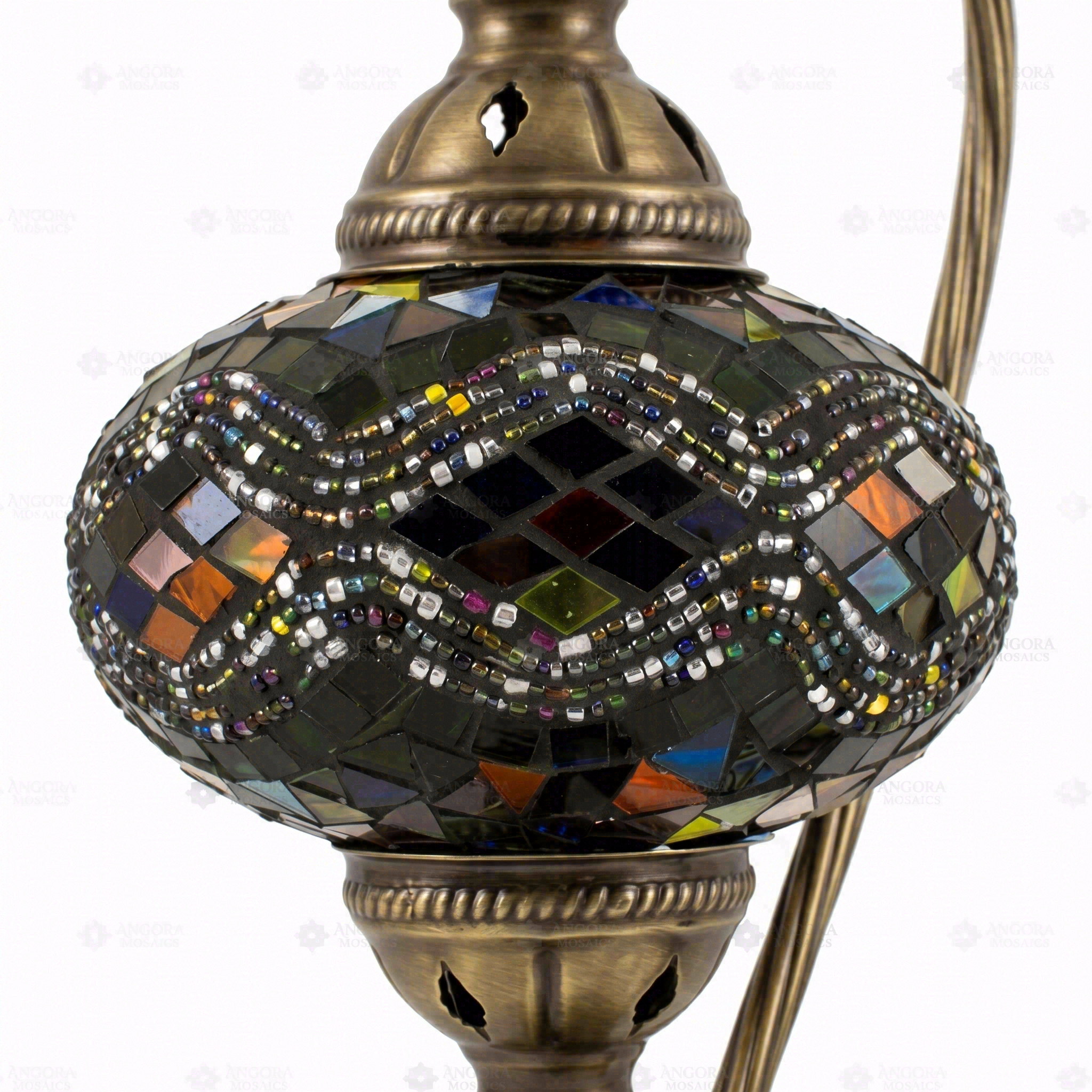 Close-up of Multicolor multicolor jewel mosaic glass globe pattern — table lamp (ENV DVN3047)