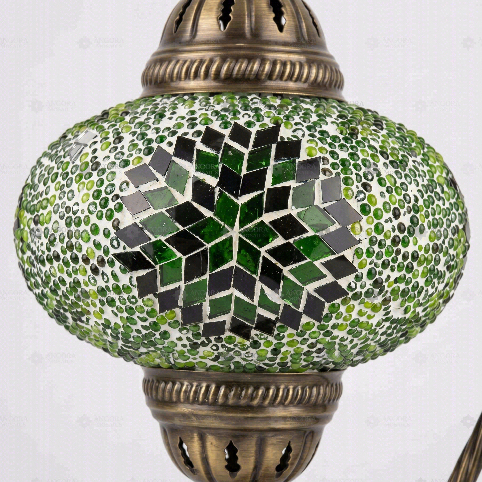 Close-up of Green green jewel mosaic glass globe pattern — table lamp (ENV DVN3048)