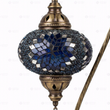 Close-up of Blue blue jewel mosaic glass globe pattern — table lamp (ENV DVN3051)