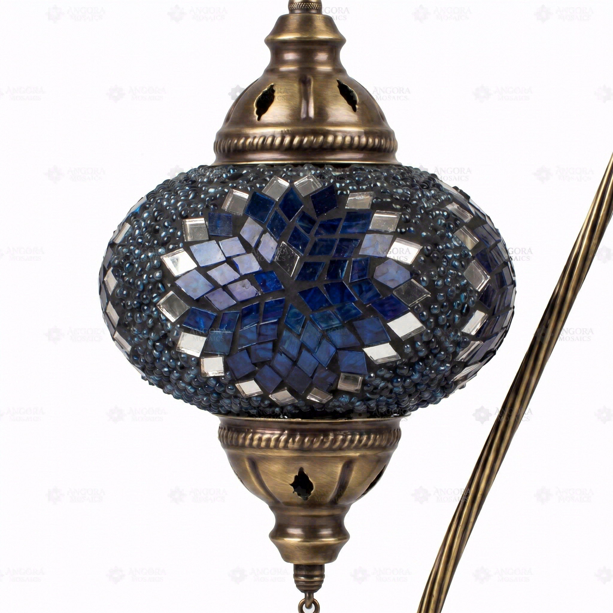 Close-up of Blue blue jewel mosaic glass globe pattern — table lamp (ENV DVN3051)