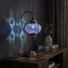 Blue blue jewel Turkish mosaic table lamp in styled room — handmade Moroccan table lamp (ENV DVN3053)