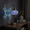 Blue blue jewel Turkish mosaic table lamp in styled room — handmade Moroccan table lamp (ENV DVN3053)