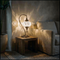 White white glow Turkish mosaic table lamp in styled room — handmade Moroccan table lamp (ENV DVN3054)