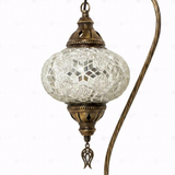 Close-up of White white glow mosaic glass globe pattern — table lamp (ENV DVN3054)