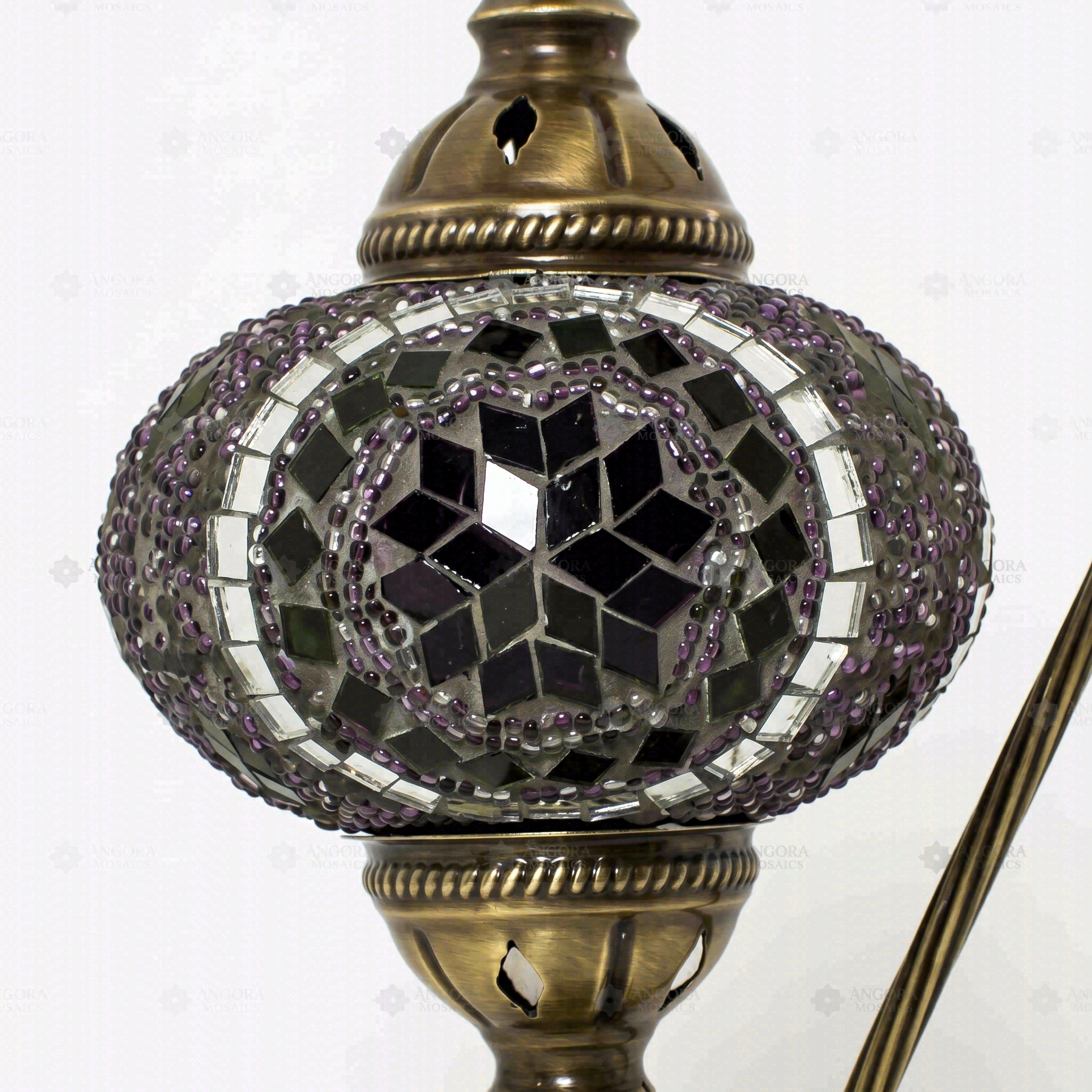 Close-up of Purple purple jewel mosaic glass globe pattern — table lamp (ENV DVN3059)
