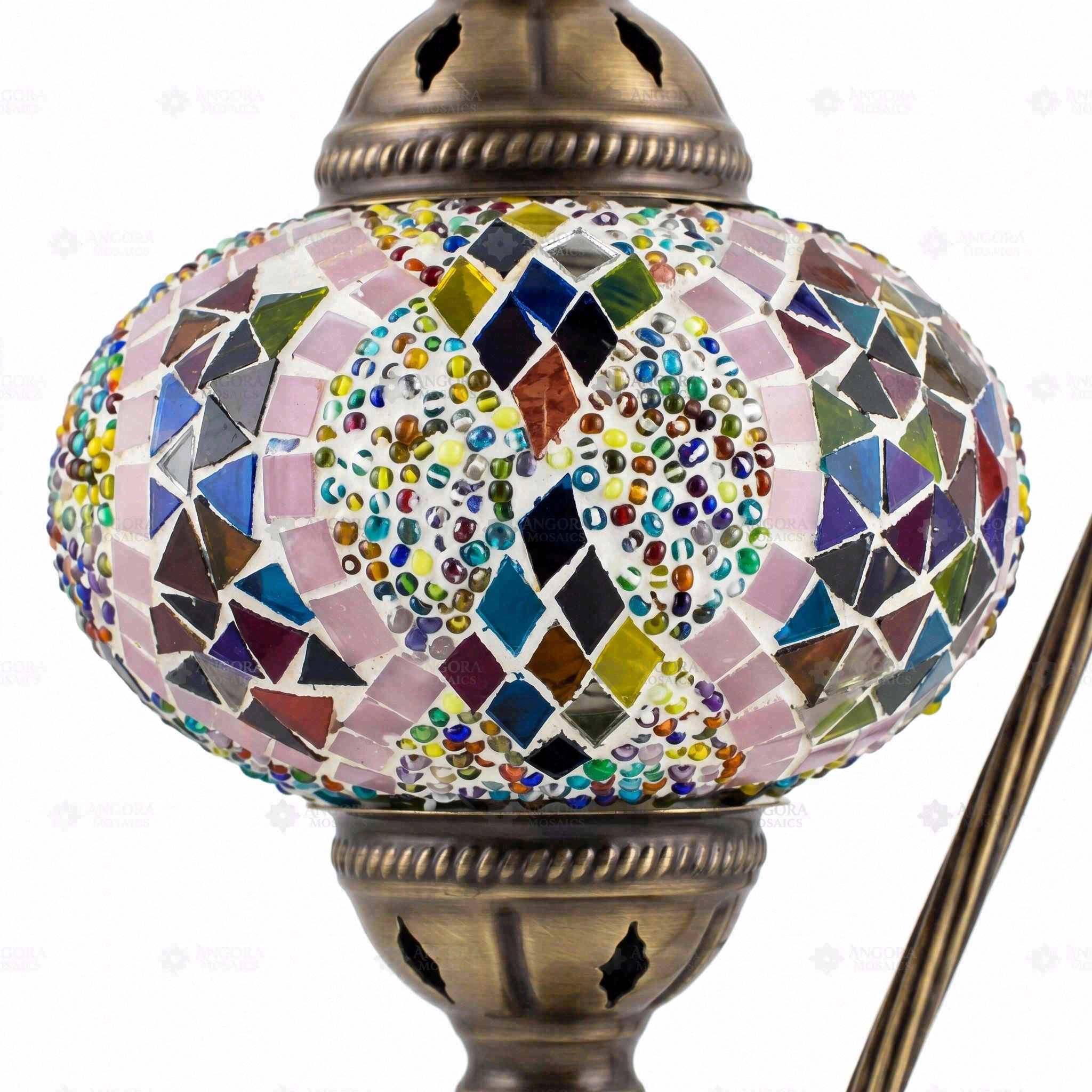 Close-up of Multicolor multicolor jewel mosaic glass globe pattern — table lamp (ENV DVN3060)