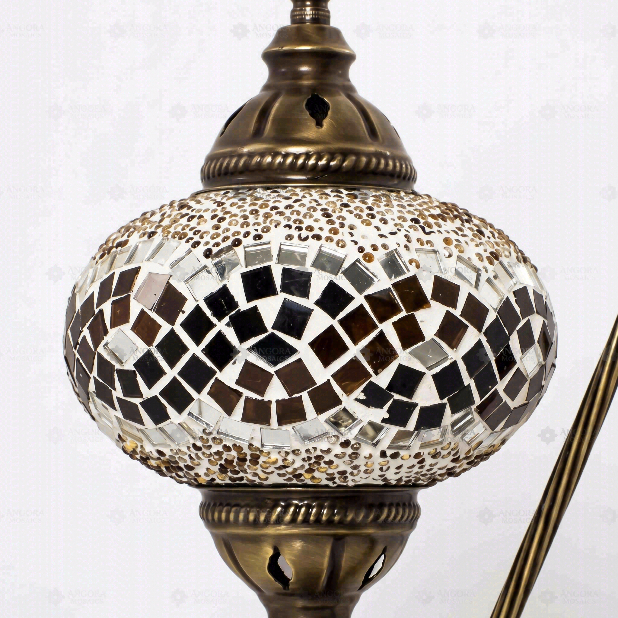 Close-up of Warm Tones mixed warm mosaic glass globe pattern — table lamp (ENV DVN3064)
