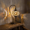 Amber warm amber Turkish mosaic table lamp in styled room — handmade Moroccan table lamp (ENV DVN3067)