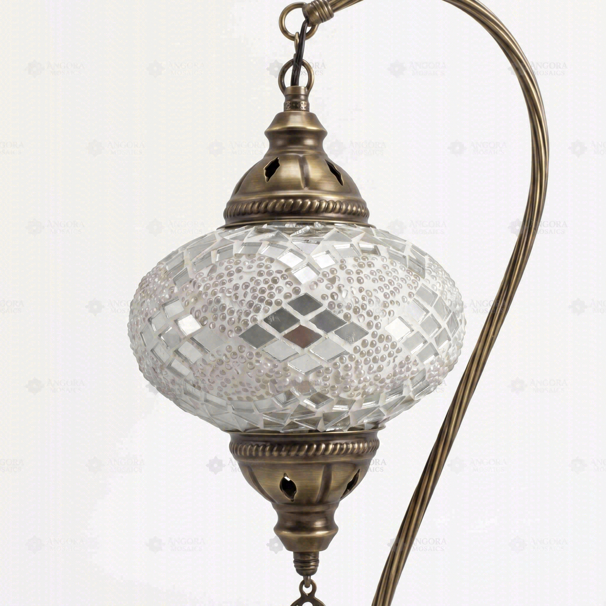 Close-up of White white glow mosaic glass globe pattern — table lamp (ENV DVN3068)