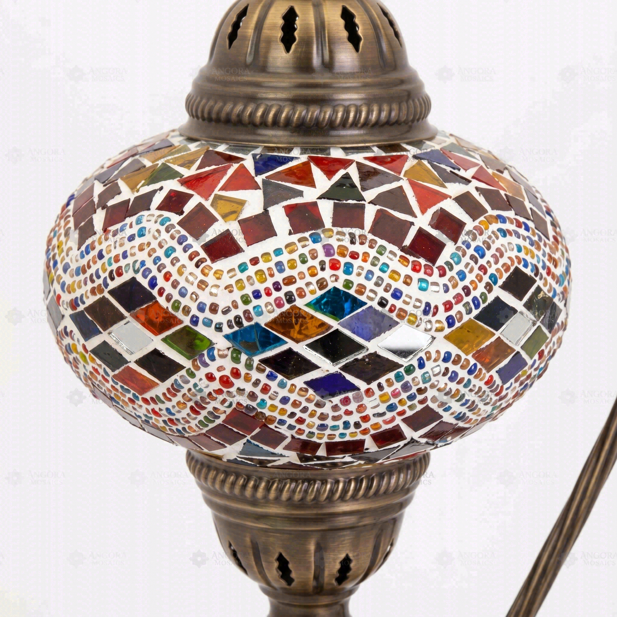 Close-up of Multicolor multicolor jewel mosaic glass globe pattern — table lamp (ENV DVN3074)