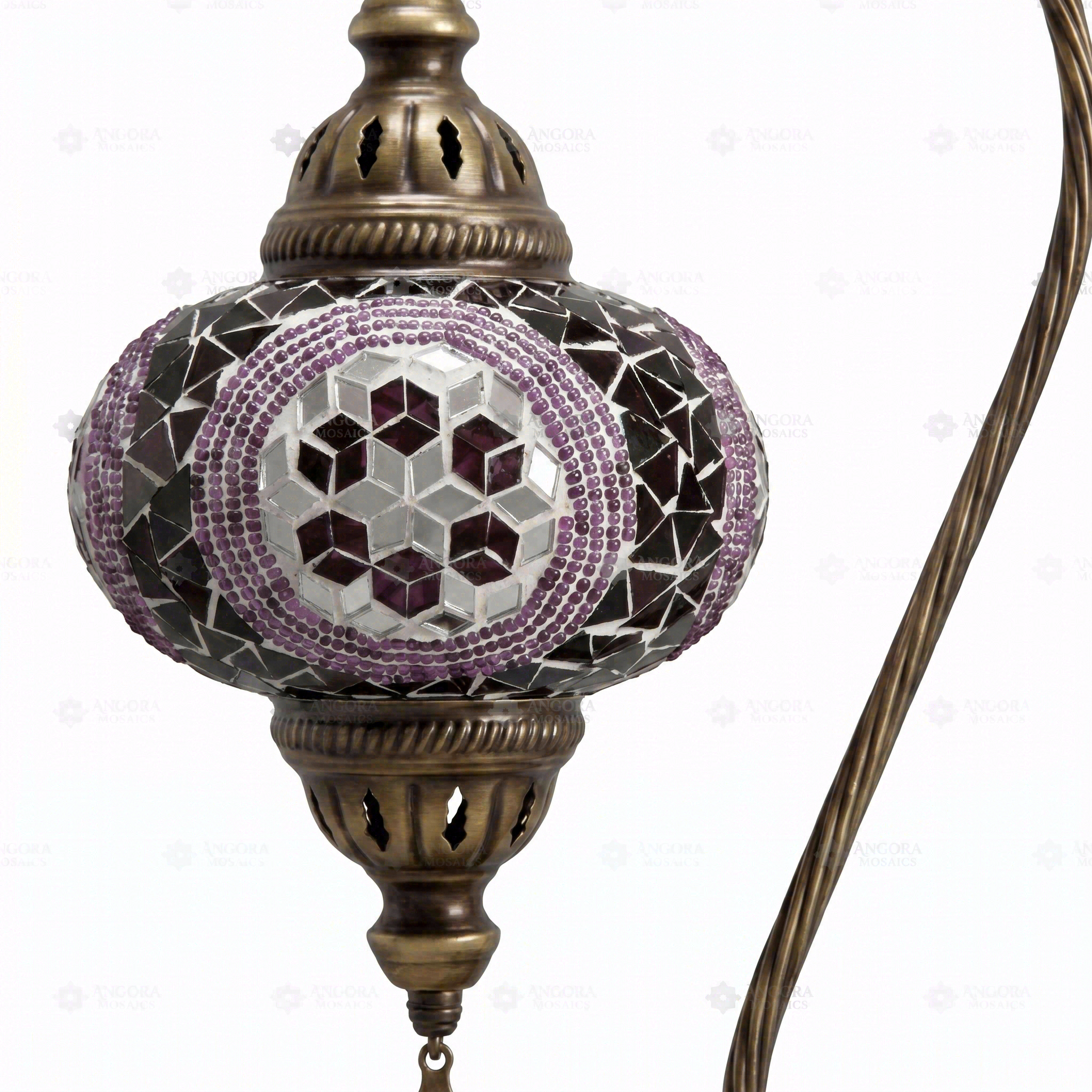 Close-up of Purple purple jewel mosaic glass globe pattern — table lamp (ENV DVN3087)