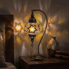 Amber warm amber Turkish mosaic table lamp in styled room — handmade Moroccan table lamp (ENV DVN3088)