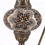 Close-up of Amber warm amber mosaic glass globe pattern — table lamp (ENV DVN3088)