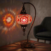 Red ruby red Turkish mosaic table lamp in styled room — handmade Moroccan table lamp (ENV DVN3090)