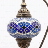 Close-up of Blue blue jewel mosaic glass globe pattern — table lamp (ENV DVN3094)