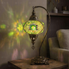 Green green jewel Turkish mosaic table lamp in styled room — handmade Moroccan table lamp (ENV DVN3096)