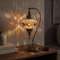 Amber warm amber Turkish mosaic table lamp in styled room — handmade Moroccan table lamp (ENV DVN3097)