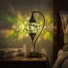Green green jewel Turkish mosaic table lamp in styled room — handmade Moroccan table lamp (ENV DVN3100)