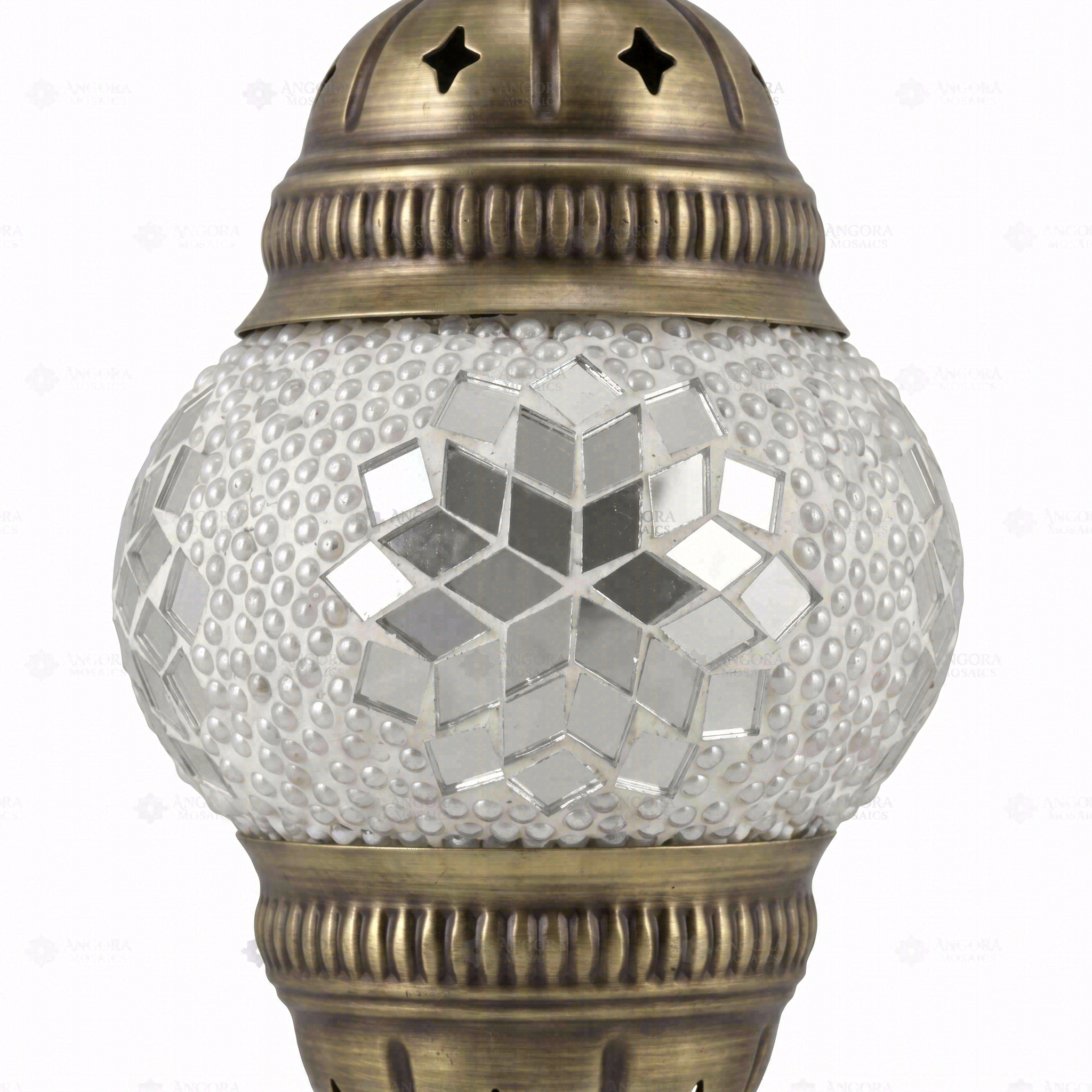 Close-up of White white glow mosaic glass globe pattern — pendant light (ENV DYN1001)