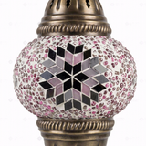 Close-up of Pink pink rose mosaic glass globe pattern — pendant light (ENV DYN1034)