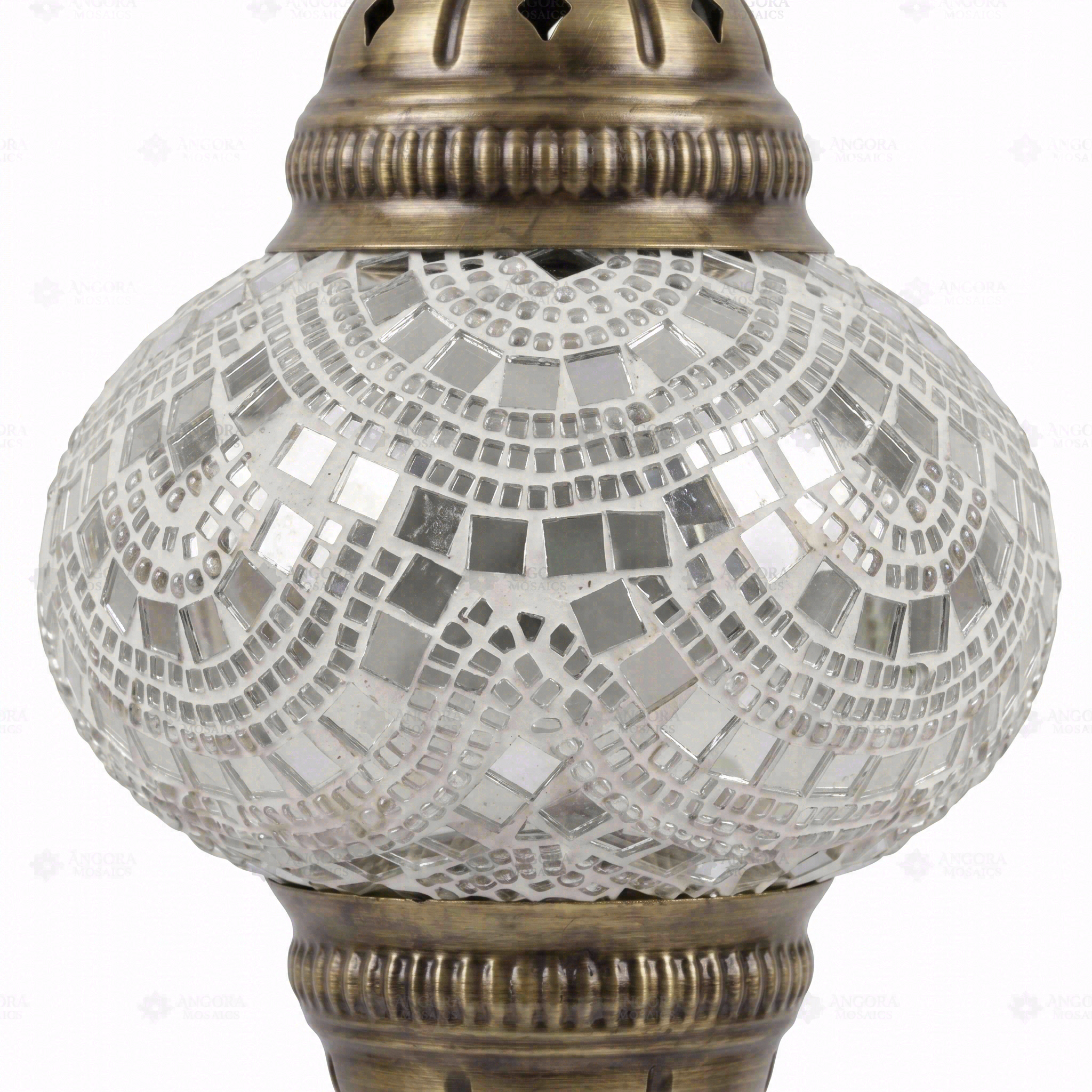 Close-up of White white glow mosaic glass globe pattern — pendant light (ENV DYN2001)