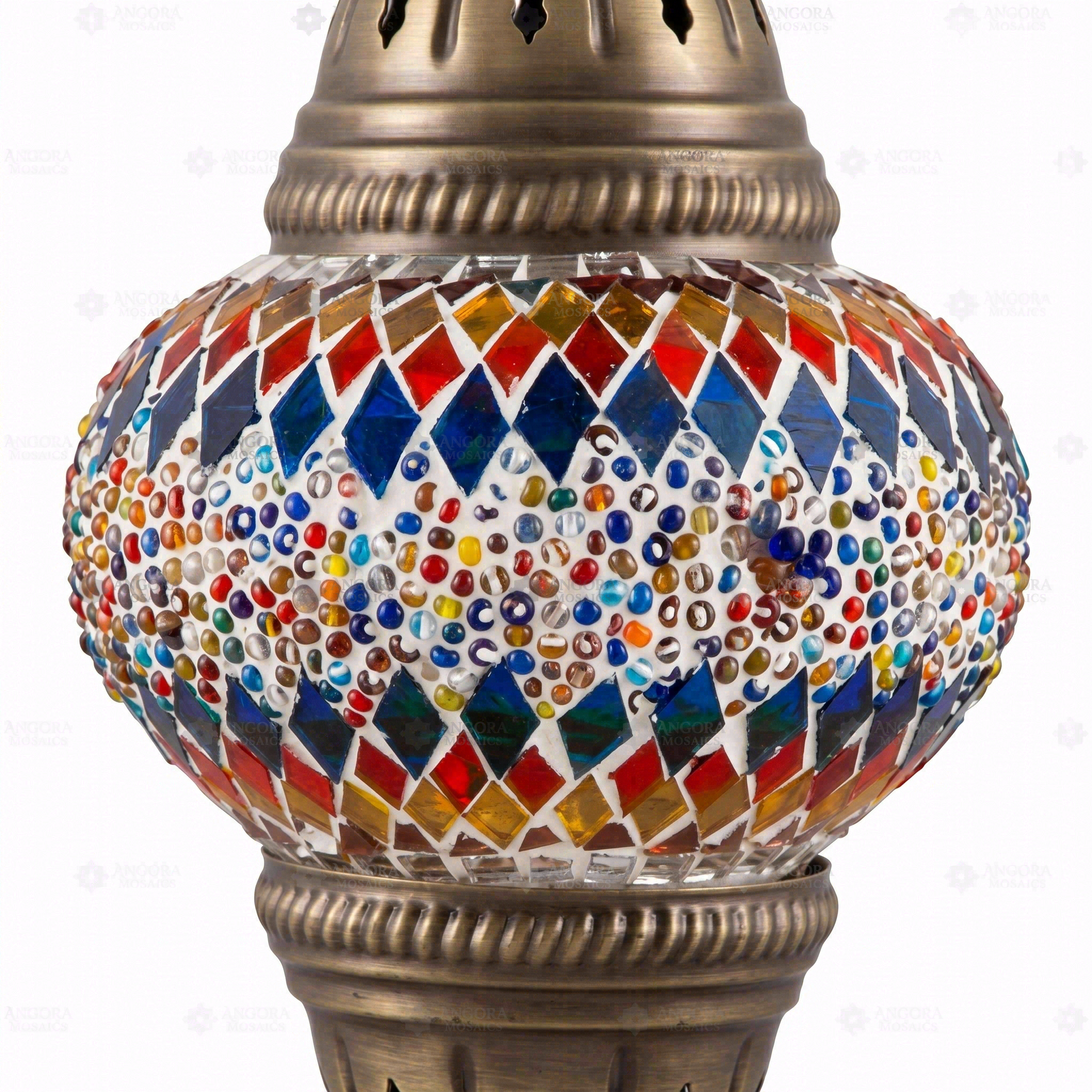 Close-up of Multicolor multicolor jewel mosaic glass globe pattern — pendant light (ENV DYN2003)