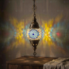 Cool Tones mixed cool Turkish mosaic pendant light in styled room — handmade Moroccan pendant light (ENV DYN2010)