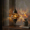 Amber warm amber Turkish mosaic pendant light in styled room — handmade Moroccan pendant light (ENV DYN2079)