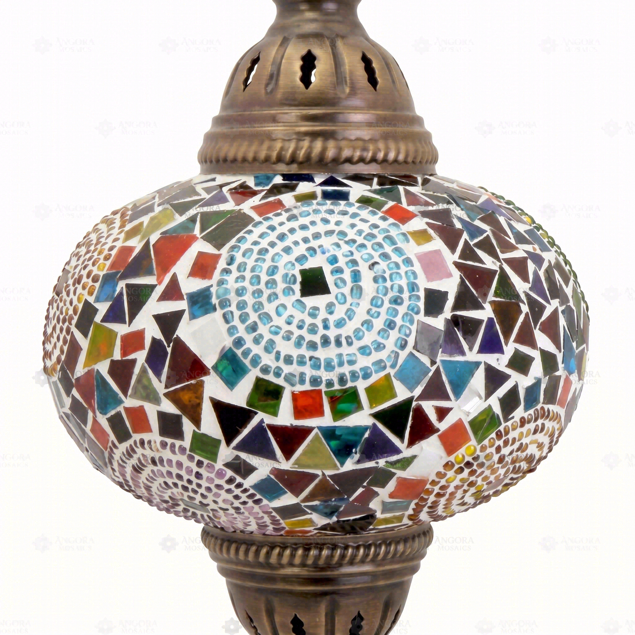 Close-up of Multicolor multicolor jewel mosaic glass globe pattern — pendant light (ENV DYN3001)