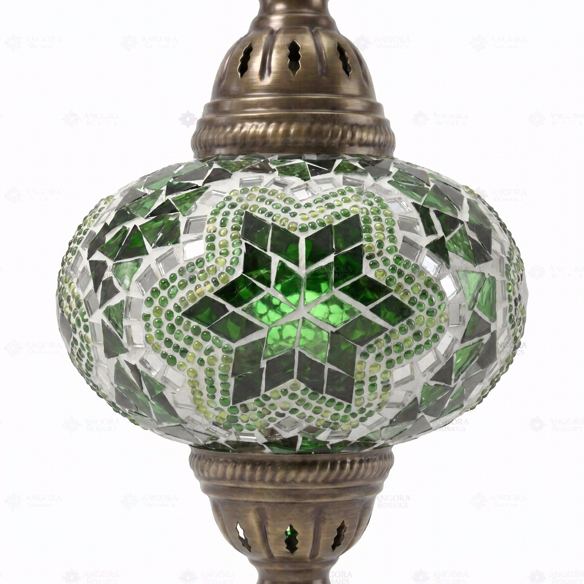 Close-up of Green green jewel mosaic glass globe pattern — pendant light (ENV DYN3003)