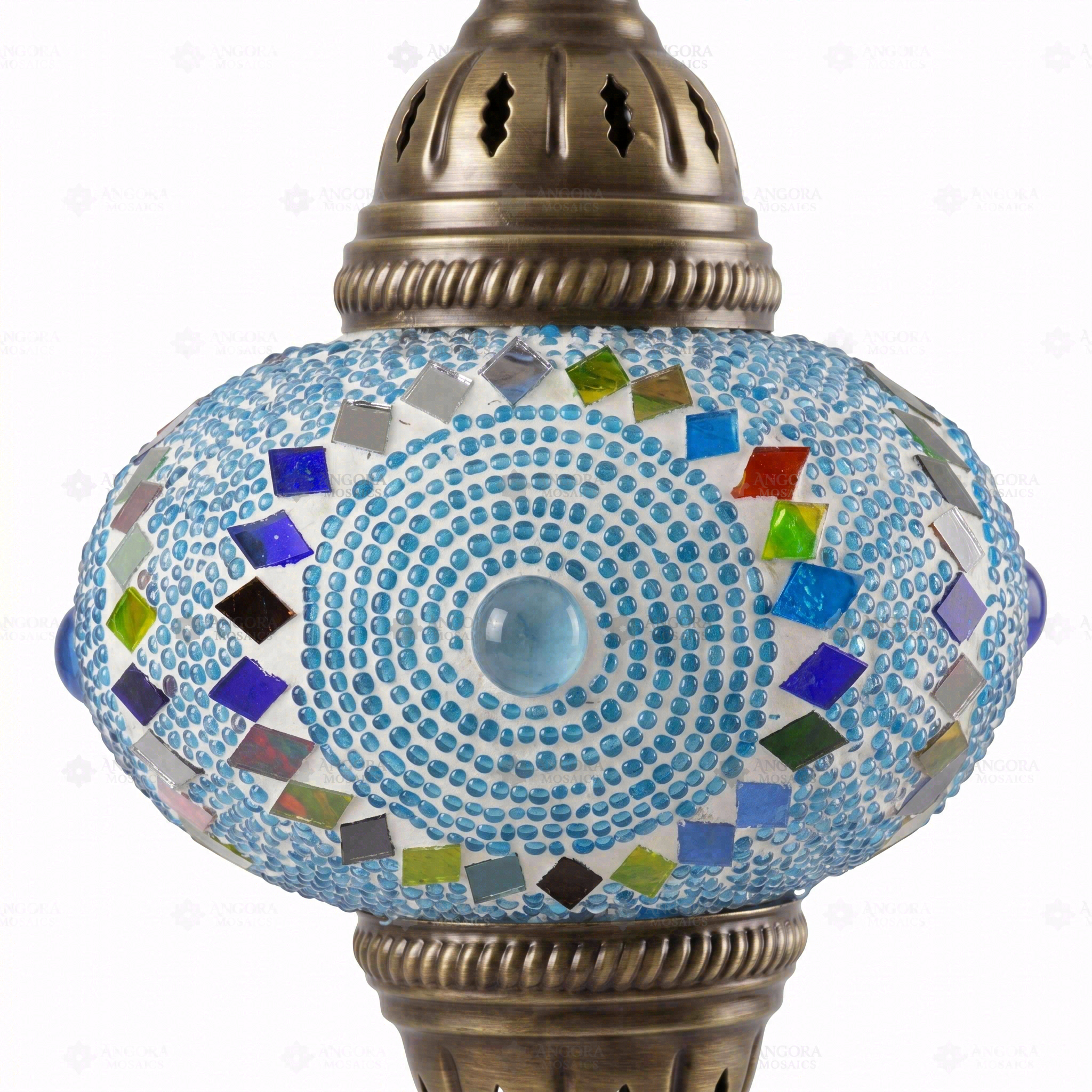 Close-up of Green green jewel mosaic glass globe pattern — pendant light (ENV DYN3006)